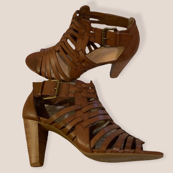 EUC Nine & Co. "JJ Stylish" Gladiator Sandal, Brown Vegan Leather - Picture 8 of 11